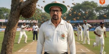 उन्नाव क्रिकेट मैदानावरील मधमाशांचा हल्ला