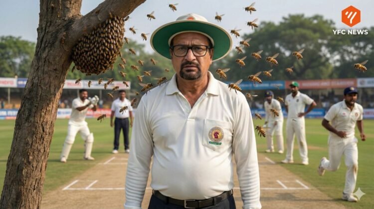 उन्नाव क्रिकेट मैदानावरील मधमाशांचा हल्ला