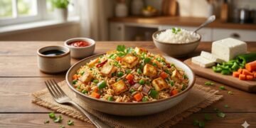 शिळ्या भातापासून बनवलेला स्वादिष्ट पनीर फ्राईड राइस