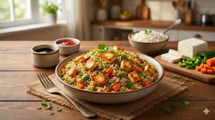 शिळ्या भातापासून बनवलेला स्वादिष्ट पनीर फ्राईड राइस