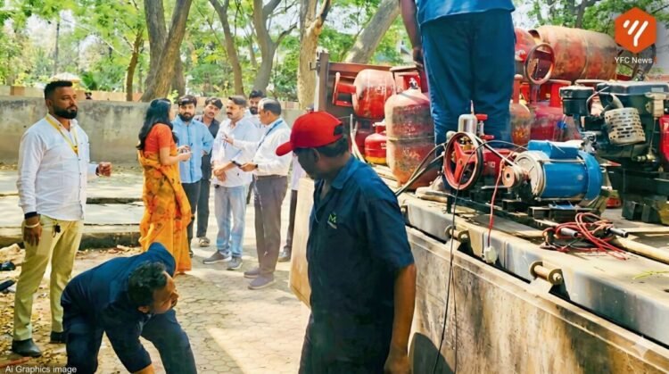 मनपा अधिकाऱ्यांकडून जप्त केलेले गॅस सिलेंडर्स