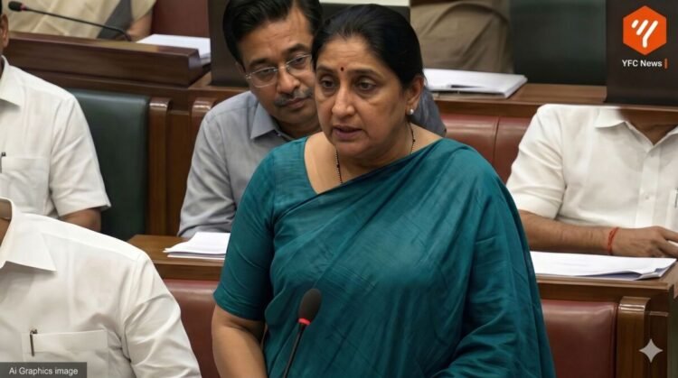 उपमुख्यमंत्री सुनेत्रा पवार विधानपरिषदेत भाषण करताना